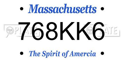 768KK6 Massachusetts License Plate