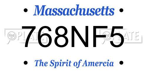 768NF5 Massachusetts License Plate