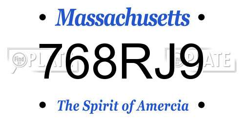 768RJ9 Massachusetts License Plate