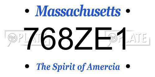 768ZE1 Massachusetts License Plate