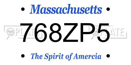 768ZP5 Massachusetts License Plate