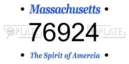 76924 Massachusetts License Plate