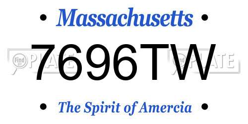 7696TW Massachusetts License Plate
