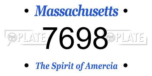 7698 Massachusetts License Plate
