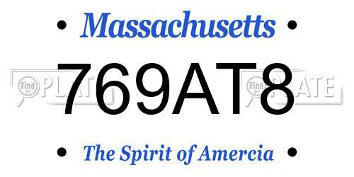 769AT8 Massachusetts License Plate
