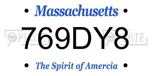 769DY8 Massachusetts License Plate