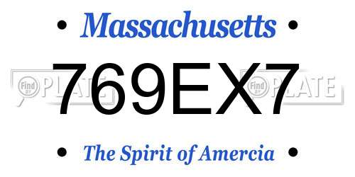 769EX7 Massachusetts License Plate