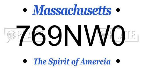 769NW0 Massachusetts License Plate