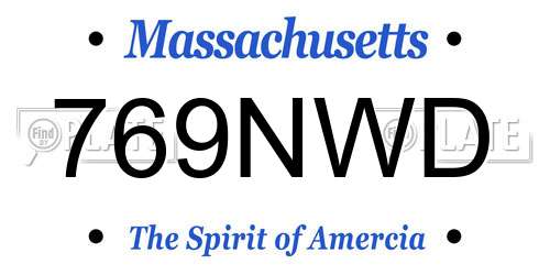 769NWD Massachusetts License Plate