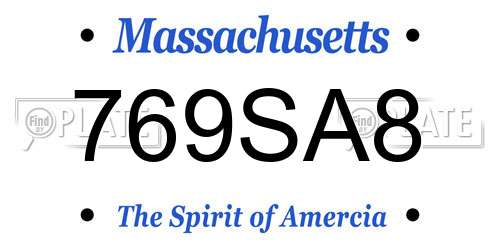 769SA8 Massachusetts License Plate