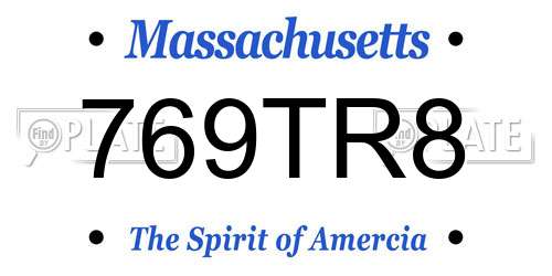 769TR8 Massachusetts License Plate