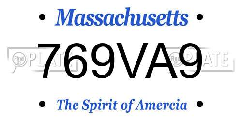 769VA9 Massachusetts License Plate
