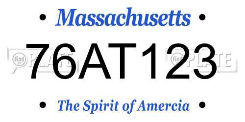 76AT123 Massachusetts License Plate