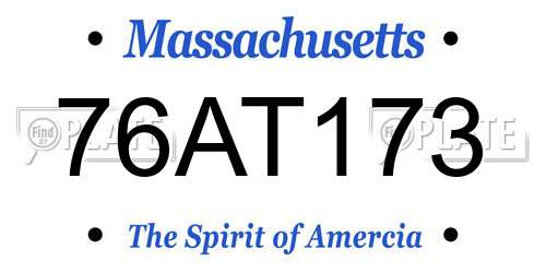 76AT173 Massachusetts License Plate