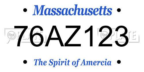 76AZ123 Massachusetts License Plate
