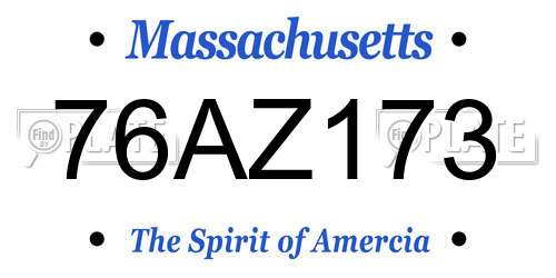 76AZ173 Massachusetts License Plate