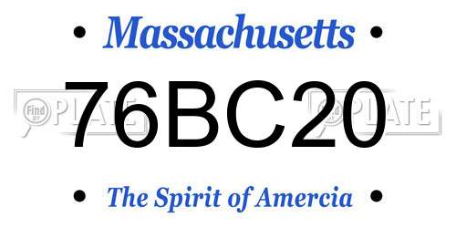 76BC20 Massachusetts License Plate