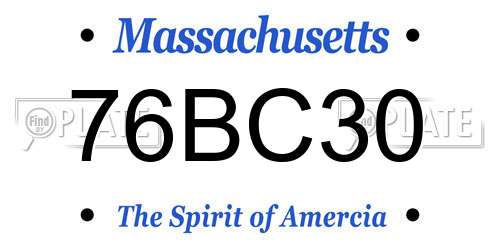 76BC30 Massachusetts License Plate