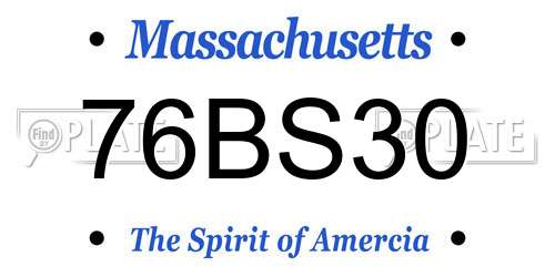 76BS30 Massachusetts License Plate
