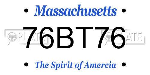 76BT76 Massachusetts License Plate