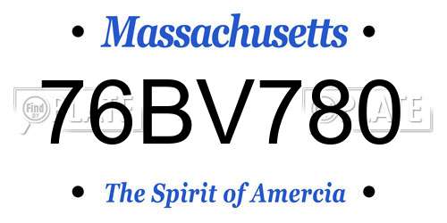 76BV780 Massachusetts License Plate
