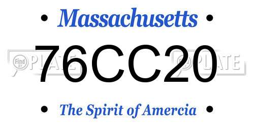 76CC20 Massachusetts License Plate