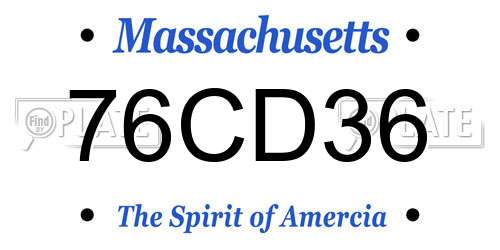 76CD36 Massachusetts License Plate
