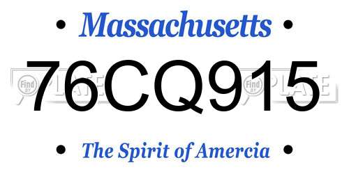 76CQ915 Massachusetts License Plate