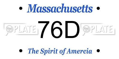 76D Massachusetts License Plate