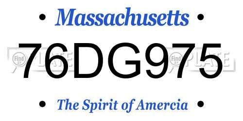76DG975 Massachusetts License Plate