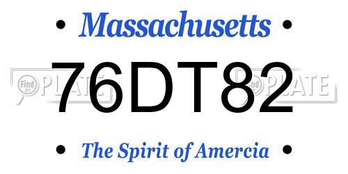 76DT82 Massachusetts License Plate
