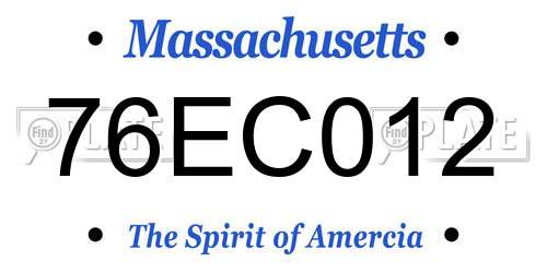 76EC012 Massachusetts License Plate