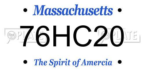 76HC20 Massachusetts License Plate
