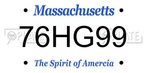 76HG99 Massachusetts License Plate