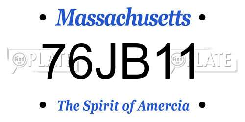 76JB11 Massachusetts License Plate