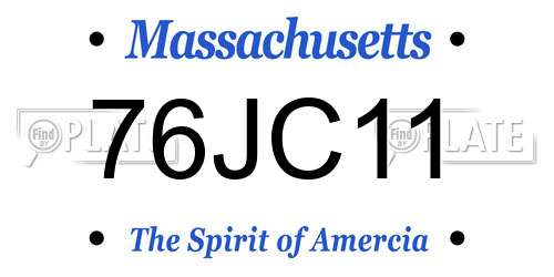 76JC11 Massachusetts License Plate