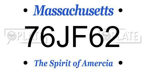 76JF62 Massachusetts License Plate