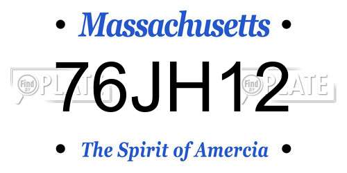 76JH12 Massachusetts License Plate