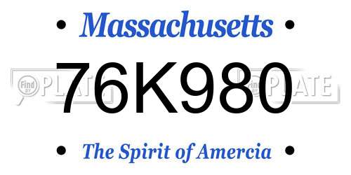 76K980 Massachusetts License Plate