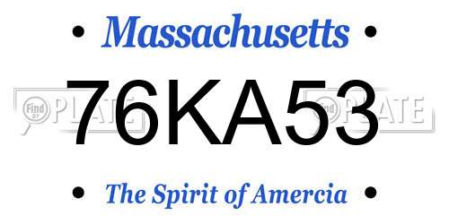 76KA53 Massachusetts License Plate