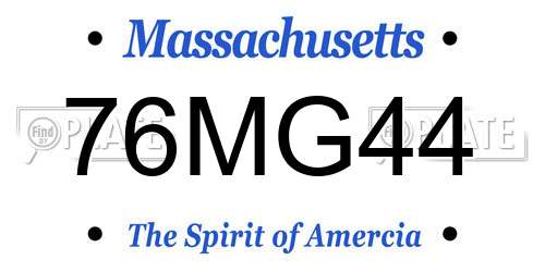 76MG44 Massachusetts License Plate