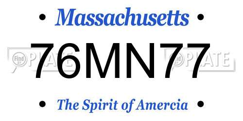 76MN77 Massachusetts License Plate