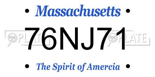 76NJ71 Massachusetts License Plate