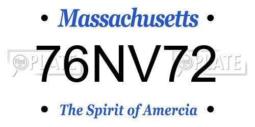 76NV72 Massachusetts License Plate