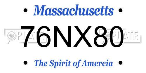 76NX80 Massachusetts License Plate