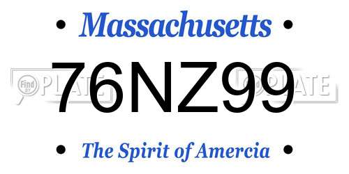 76NZ99 Massachusetts License Plate