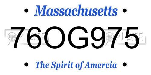 76OG975 Massachusetts License Plate