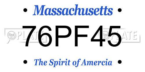 76PF45 Massachusetts License Plate