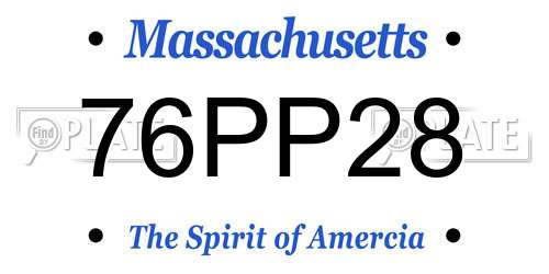 76PP28 Massachusetts License Plate
