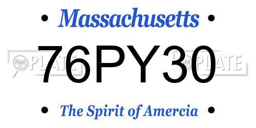 76PY30 Massachusetts License Plate